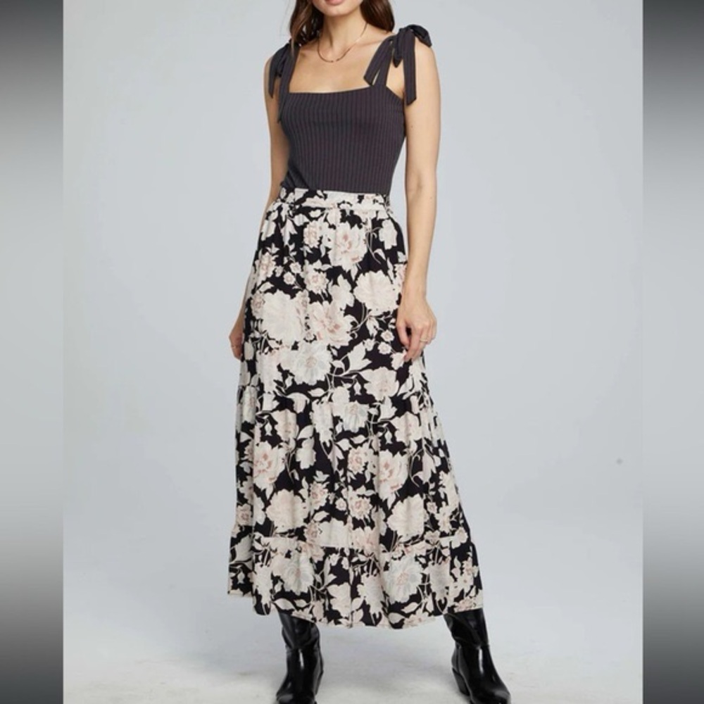 Saltwater Luxe Rex Floral Print Midi Maxi Skirt 100% Rayon Size XL
